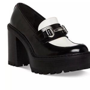 Madden Girl KIIERA Women's Black and White Loafer Heels
